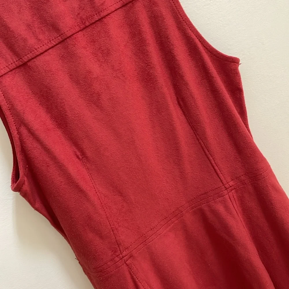 Express Rust Red Faux Suede Fringe Shift Dress - size XS